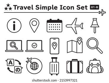 Simple and cute icon set for travel