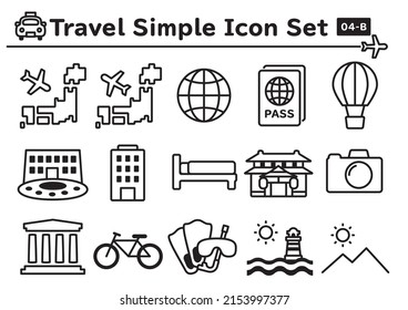 Juego de iconos simple y lindo para viajar