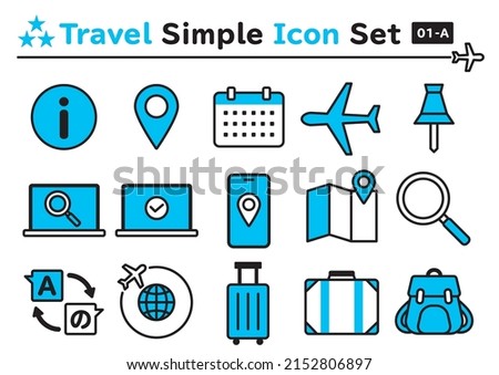 Simple and cute icon set for travel