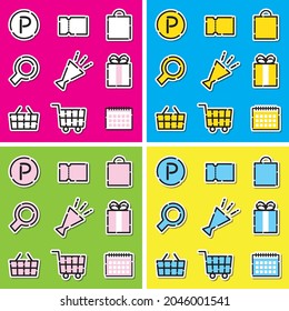 Simple and cute icon set of various colors that can be used for shopping etc.