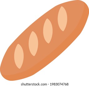 Simple And Cute Illustration Of Baguette, Flat Design