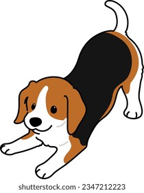 Simple and cute illustration of Beagle being playful