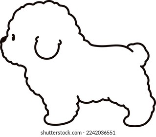 Simple and cute illustration of Bichon Frise in side view