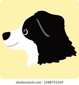 Simple and cute illustration of Border Collie in side view no outlines