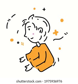 simple cute illustration of a boy with a nice color