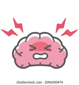 Simple And Cute Illustration Of Brain That Receives Damage