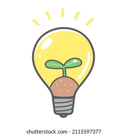 Simple and cute illustration of bud and light bulb
