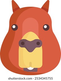 Ilustración simple y linda de la cara de un capibara. Perfecto para Diseño web, obras de arte para niños y proyectos de temática animal.