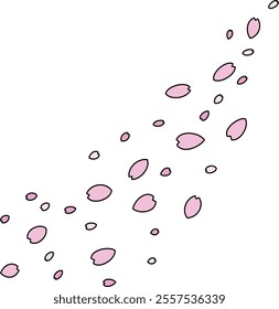 A simple and cute illustration of cherry blossom petals falling