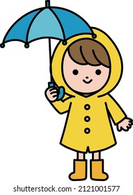 Simple and cute illustration of a child with an umbrella