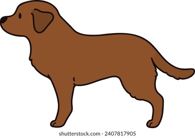 Simple and cute illustration of chocolate colored Labrador Retriever in side view