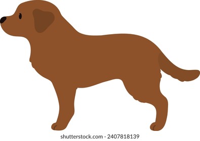 Simple and cute illustration of chocolate colored Labrador Retriever in side view flat colored