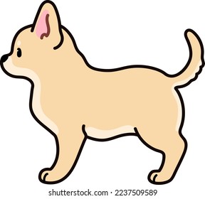 Ilustración simple y linda de Chihuahua color crema a la vista lateral