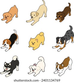 Simple and cute illustration of dogs being playful