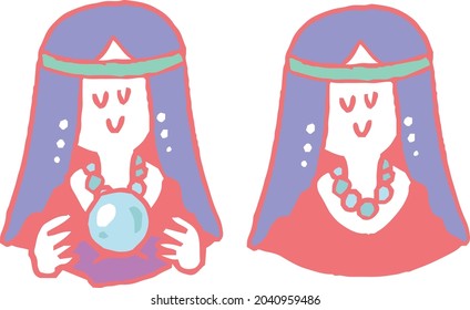Simple and cute illustration of fortune teller