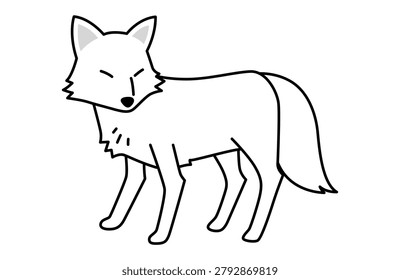 A simple and cute illustration of a fox (Arctic fox).