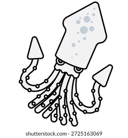 Uma ilustração simples e fofa de uma lula gigante.
