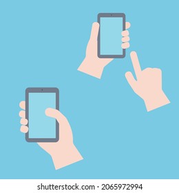 Simple And Cute Illustration Of A Hand Holding A Smartphone