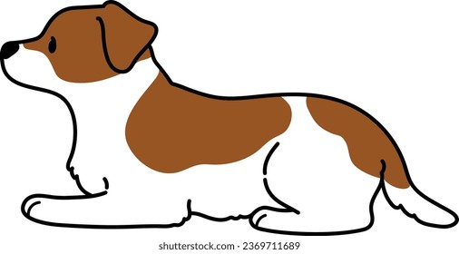 Simple and cute illustration of Jack Russell Terrier lying down