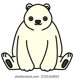 Uma ilustração simples e fofa de um urso polar sentado de frente.