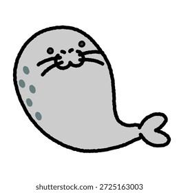 Uma ilustração simples e fofa de um selo enrolado e descansando.