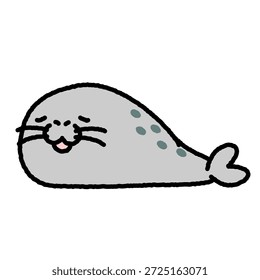 Una ilustración simple y linda de un sello acostado y descansando.
