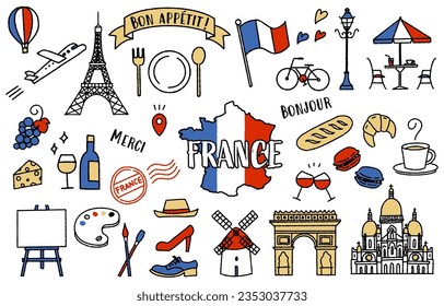 Ilustración simple y linda relacionada con Francia (tricolor)