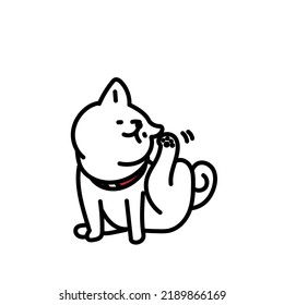 Simple and cute illustration of Shiba Inu with itchy ears