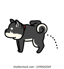 A simple and cute illustration of Shiba Inu to pee