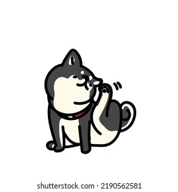 Simple and cute illustration of Shiba Inu with itchy ears