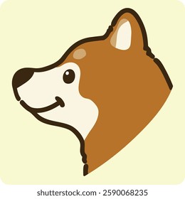 Simple and cute illustration of Shiba Inu in side view