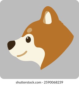 Simple and cute illustration of Shiba Inu in side view no outlines