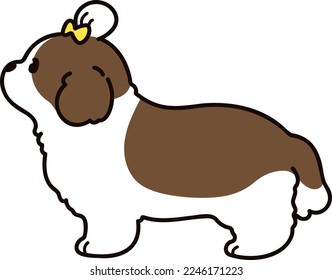 Simple and cute illustration of Shih Tzu in side view