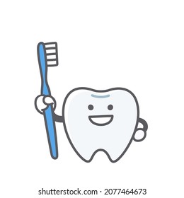 Simple and cute illustration of teeth that recommend toothpaste