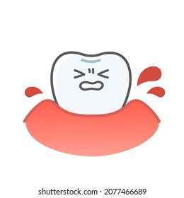 Ilustración simple y linda de los dientes que padecen gingivitis