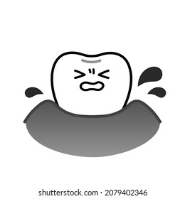 Ilustración simple y linda de los dientes que padecen gingivitis