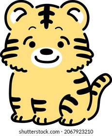 Ilustración simple y linda de un tigre al estilo retro de los años 80