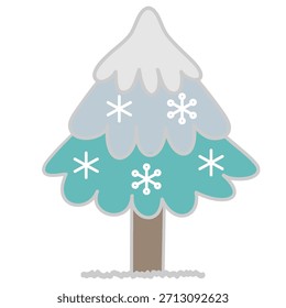 A simple and cute illustration of a tree covered in snow