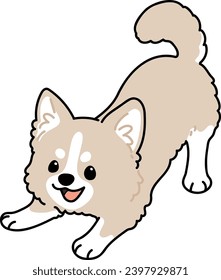 Simple and cute illustration of white Chihuahua being playful
