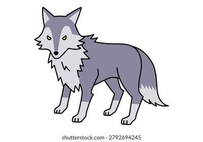 A simple and cute illustration of a wolf.