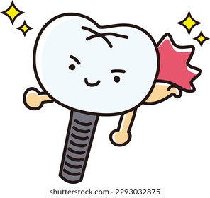 Sencillo y lindo personaje implante dental