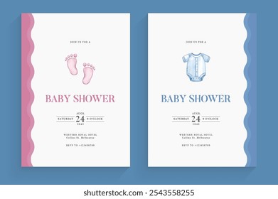 Invitación simple y linda para fiesta de baby shower