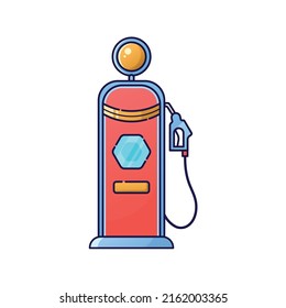 Simple, cute, isolated gas station drawing vector art on a white background.