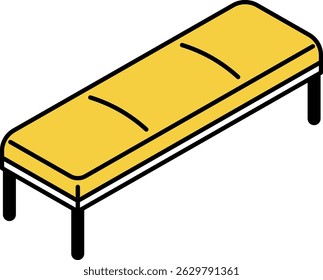 Simple and cute isometric line art illustration of a long bamboo in a waiting room, Vector Illustration