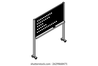 Simple and cute isometric line art on whiteboard, Vector Illustration