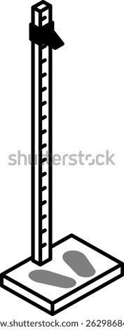 Simple and cute isometric line art illustration of a height meter, Vector Illustration