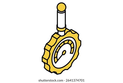 Simple and cute isometric line icon of tire gauge for car tire maintenance illustration, Vector Illustration