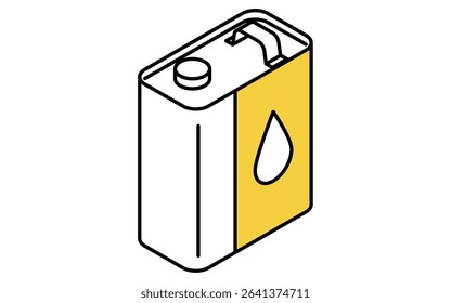 Simple and cute isometric line icon of engine oil in a metal can for automotive maintenance illustration, Vector Illustration