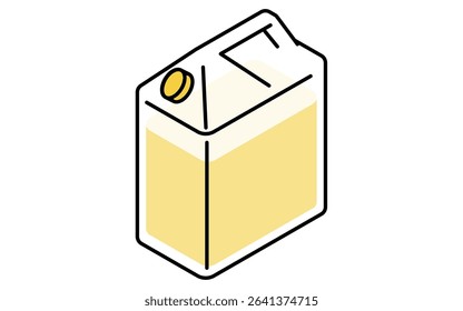 Simple and cute isometric line icon of engine oil in a plastic bottle for car maintenance illustration, Vector Illustration