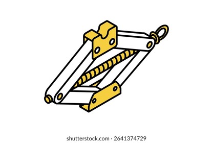 Simple and cute isometric line icon of scissor jack for car tire change and maintenance illustration, Vector Illustration